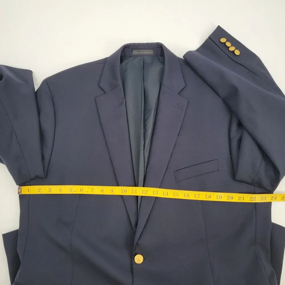 Lauren Ralph Lauren Mens 46R Navy Blue 100% Wool 1-Vent Gold Buttons Sport Coat